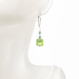 Murano Glass Lime Green Cube Sterling Silver Earrings - JKC Murano