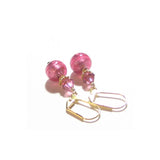 Murano Glass Pink Ball Gold Earrings - JKC Murano
