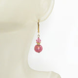 Murano Glass Pink Ball Gold Earrings - JKC Murano