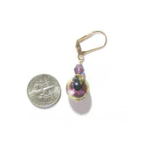 Murano Glass Pink Black Dichroic Ball Gold Earrings - JKC Murano