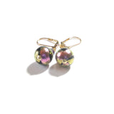 Murano Glass Pink Black Dichroic Ball Gold Earrings - JKC Murano