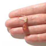 Murano Glass Salmon Pink Cube Gold Earrings, Leverback Earrings - JKC Murano