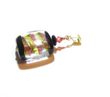 Murano glass pink green window square pendant - JKC Murano