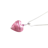 Murano Glass Pink Silver Heart Pendant, Venetian Jewelry - JKC Murano