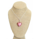 Murano Glass Pink Silver Heart Pendant, Venetian Jewelry - JKC Murano