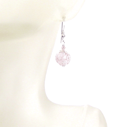 Murano Glass Pale Pink Ball Sterling Silver Earrings - JKC Murano