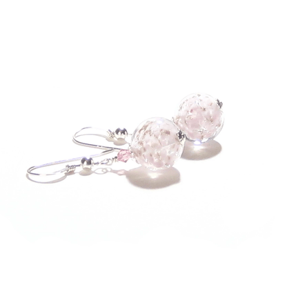 Murano Glass Pale Pink Ball Sterling Silver Earrings - JKC Murano