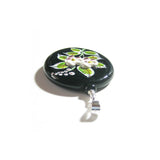 Murano Glass Porcelain Flower Black Pendant Necklace - JKC Murano