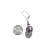 Murano Glass Black Purple Stripe Ball Sterling Silver Earrings - JKC Murano