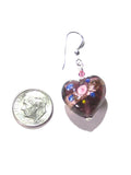 Murano Glass Purple Heart Rose Sterling Silver Earrings - JKC Murano