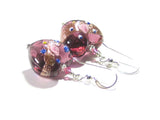 Murano Glass Purple Heart Rose Sterling Silver Earrings - JKC Murano