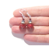 Murano Glass Red Bicone Sterling Silver Earrings, Venetian Jewelry - JKC Murano