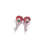 Murano Glass Red Bicone Sterling Silver Earrings, Venetian Jewelry - JKC Murano