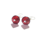 Murano Glass Red Bicone Sterling Silver Earrings, Venetian Jewelry - JKC Murano