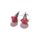 Murano Glass Red Bicone Sterling Silver Earrings, Venetian Jewelry - JKC Murano