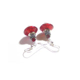 Murano Glass Red Bicone Sterling Silver Earrings, Venetian Jewelry - JKC Murano