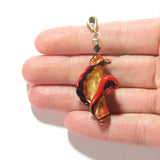 Large Murano Glass Black Red Twist Gold Pendant - JKC Murano