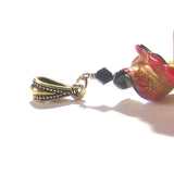 Large Murano Glass Black Red Twist Gold Pendant - JKC Murano