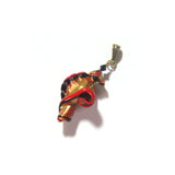 Large Murano Glass Black Red Twist Gold Pendant - JKC Murano