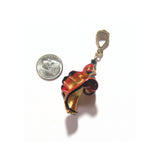 Large Murano Glass Black Red Twist Gold Pendant - JKC Murano