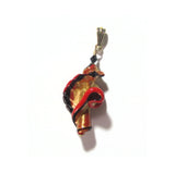 Large Murano Glass Black Red Twist Gold Pendant - JKC Murano