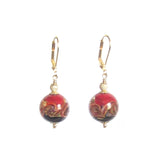 Murano Glass Black Red Gold Earrings - JKC Murano
