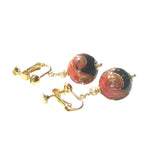 Murano Glass Black Red Gold Earrings - JKC Murano