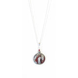 Murano Glass Red Silver Disc Pendant, Sterling Silver Italian Made Chain - JKC Murano