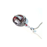 Murano Glass Red Silver Disc Pendant, Sterling Silver Italian Made Chain - JKC Murano