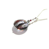 Murano Glass Red Silver Disc Pendant, Sterling Silver Italian Made Chain - JKC Murano