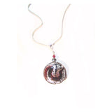 Murano Glass Red Silver Disc Pendant, Sterling Silver Italian Made Chain - JKC Murano