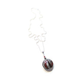 Murano Glass Red Silver Disc Pendant, Sterling Silver Italian Made Chain - JKC Murano