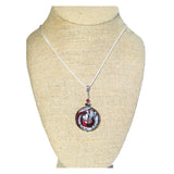 Murano Glass Red Silver Disc Pendant, Sterling Silver Italian Made Chain - JKC Murano