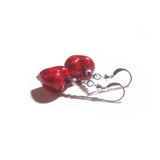 Murano Glass Red Heart Sterling Silver Earrings, Venetian Jewelry - JKC Murano