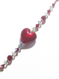 Murano Glass Red Heart Sterling Silver Bracelet - JKC Murano