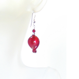 Venetian Glass Large Red Twist Sterling Silver Earrings - JKC Murano