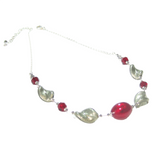 Murano Glass Red Gray Twist Sterling Silver Necklace - JKC Murano