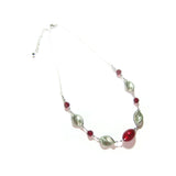 Murano Glass Red Gray Twist Sterling Silver Necklace - JKC Murano