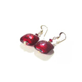 Italian Murano Glass Red Square Gold Earrings - JKC Murano