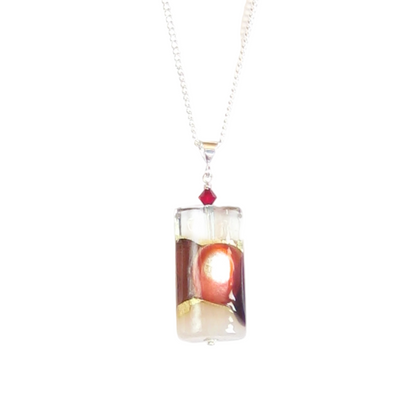 Murano Glass Pink Red Rectangle Pendant by JKC Murano - JKC Murano
