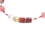 Murano Glass Pink Tube Gold Necklace by JKC Murano - JKC Murano