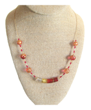 Murano Glass Pink Tube Gold Necklace by JKC Murano - JKC Murano