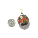 Murano Glass Red Black Bed of Roses Disc Pendant - JKC Murano