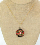 Murano Glass Red Black Bed of Roses Disc Pendant - JKC Murano