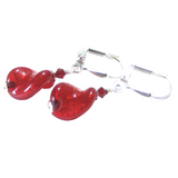 Murano Glass Red Small Twist Sterling Silver Earrings, Leverback Earrings - JKC Murano