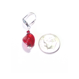 Murano Glass Red Small Twist Sterling Silver Earrings, Leverback Earrings - JKC Murano