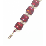 Murano Glass Red Square Gold Filled Adjustable Bracelet - JKC Murano