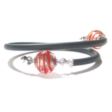 Murano Glass Red Silver Sterling Silver Wrap Bracelet - JKC Murano