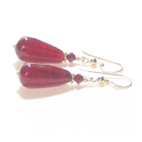Murano Glass Red Teardrop Gold Earrings by JKC Murano - JKC Murano
