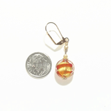 Murano Glass Red Striped Coin Gold Earrings - JKC Murano